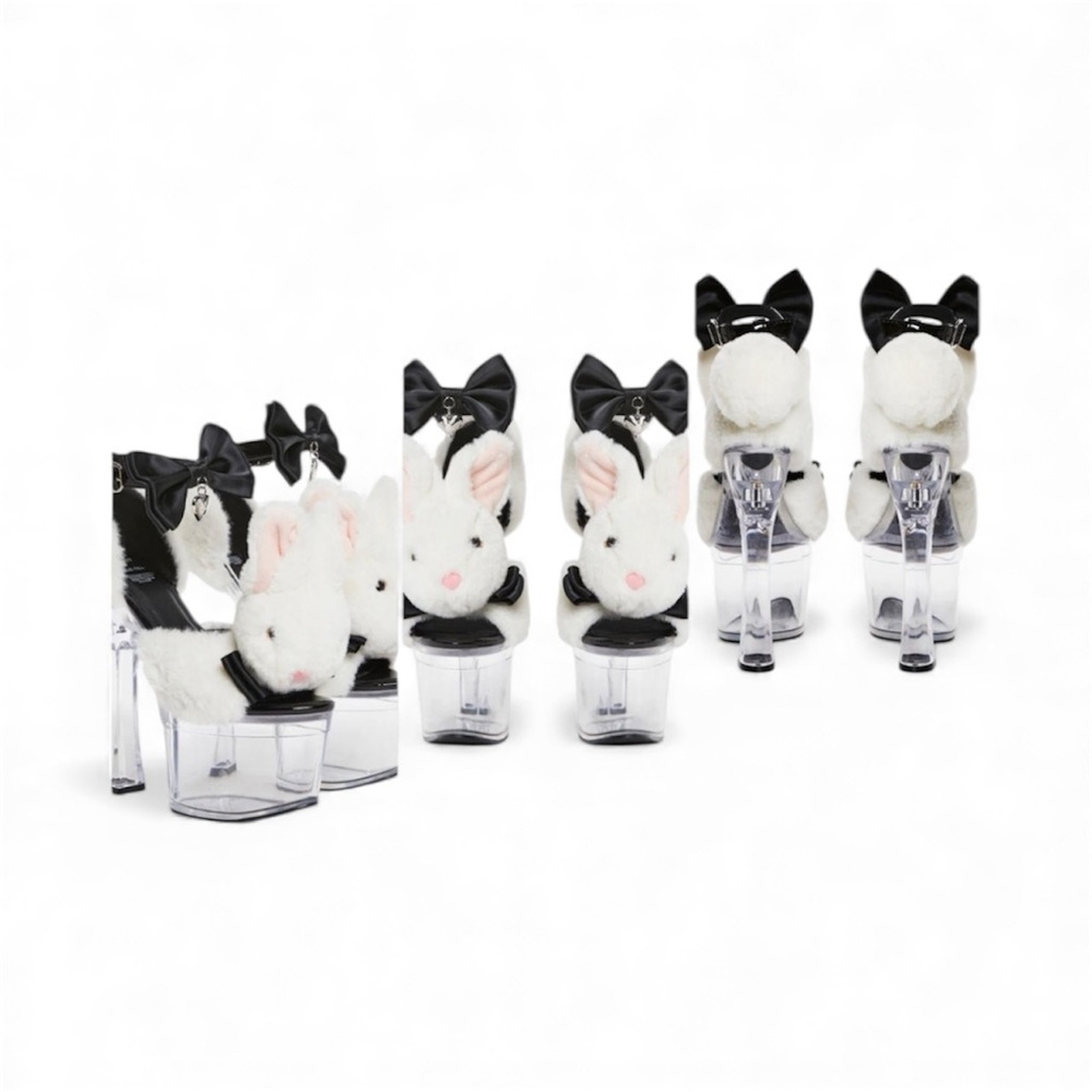 PLAYBOY Dolls Kill Collab Black and White Bunny Platform Heels NWOB size 7